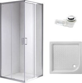 BPS-koupelny Štvorcový sprchový kút HYD-SK93C 100x100 chróm/transparent + vanička HYD-SSV-SXL02C biela