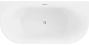 Mexen Oval, voľne stojaca nástenná vaňa 160 x 80 cm, biela, brúsená oceľ prepad, 52671608000-97