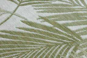 Koberec SISAL SION palmové listy, tropický 2837 ploché tkanie ecru / zelená Veľkosť: 80x250 cm