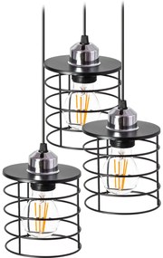 Toolight - Stropná lampa závesná trojitá kovová 3xE27 392204, čierna, OSW-04003