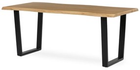 Autronic - Stůl jídelní, 180x90x75 cm, MDF deska, dekor divoký dub, kovová nohy ve tvaru U, černý matný lak - HT-F4218 OAK AKCE NOVINKA