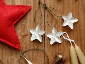Závesné hviezdy 5ks biele KL-21X21