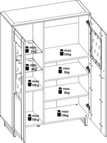 Skrinka s presklením Romy, šedá/dub