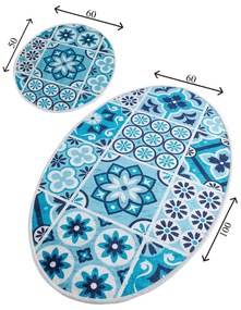 Modré kúpeľňové predložky v súprave 2 ks 60x100 cm Ceramic – Foutastic