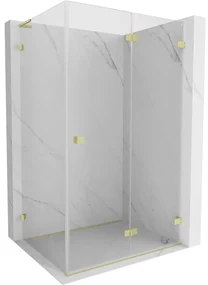Mexen Lunar-F L, pravý sklápací sprchový kút 95 x 90 cm, 8mm číre sklo, zlatý matný profil, 836L-095-090-55-00-P