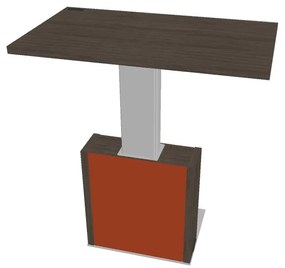 Výškovo nastaviteľný rokovací stôl Verno+ S 120 x 70 cm, dub antracit / oranžová