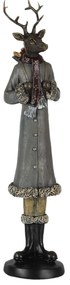 Vianočné dekoratívne soška jeleňa v zimnom kabáte - 9 * 8 * 36 cm