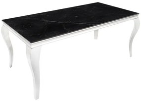 Dizajnový jedálenský stôl Rococo 180 cm čierny kameň / strieborný