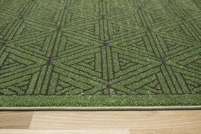 Koberec Teno F0336 fľaškovo zelený, geometrický / trojuholníky