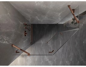 Mexen Lunar, Päťuholníkový sprchový kút Mexen Lunar naklápací doľava 100 x 80 cm, 8mm číre sklo, profil ružové zlato, 831-100L-080P-60-00-L