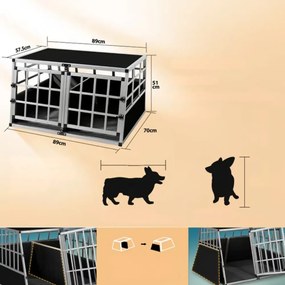 Prepravka pre psa BRUNO, 89x70x51cm strieborná/čierna Cadoca