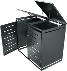 Kovový prístrešok pre 2 popolnice, antracit, 132×116×80 cm