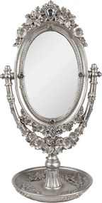 Stříbrné oválné stolní zrcátko -  17*13*30 cm