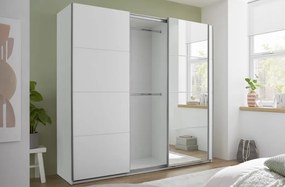 Šatníková skriňa so zrkadlom Carano, 215 cm, biela