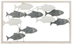 Nástenná kovová dekorácia kŕdeľ rýb - 50 * 30 * 3 cm