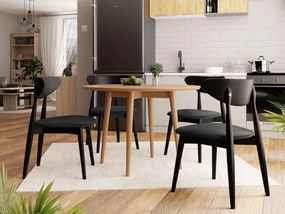 Okrúhly stôl Vidariko FI 100 so 6 stoličkami ST80 01, Dostupné poťahy: Magic Velvet 2219, farebné prevedenie stola v dreve: Prírodná, farebné prevedenie stoličky v dreve: čierna