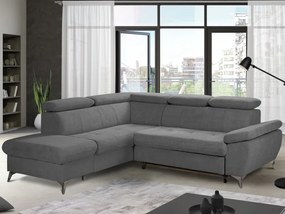 Rohová sedacia súprava Gisele, stredne šedá látka, ľavý roh