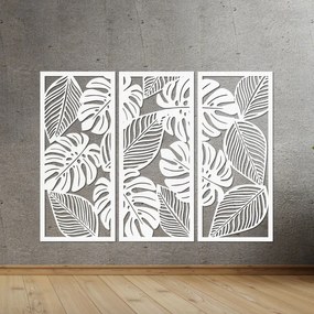 Drevený trojdielny obraz monstera – Dekorácia do interiéru | SENTOP PR0523