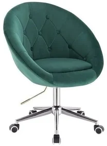 LuxuryForm DESIGN Kreslo VERA VELUR na striebornej podstave s kolieskami - zelené