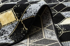 Dywany Łuszczów, Behúň Gloss 400B 86 3D geometric black/gold, 60x300, čierna, obývacia izba