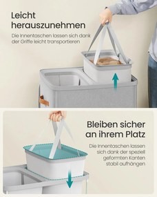 SONGMICS kôš na prádlo 170 L, 56 × 40 × 75 cm, šedý