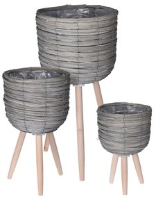 KVETINÁČ Z MORSKEJ TRÁVY GRAS SADA 3KS 60X30 CM+45X25 CM+33X21 CM SIVÁ