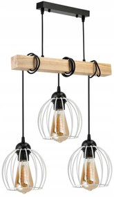 BERGE Závesné stropné svietidlo LED drevený trám 3xE27 Luster Wire ball