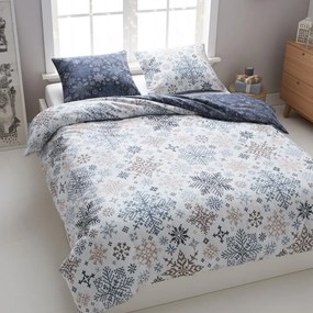 Vianočné bavlnené posteľné obliečky – motív Snehové vločky - 100% bavlna - 70 x 90 cm + 140 x 200 cm