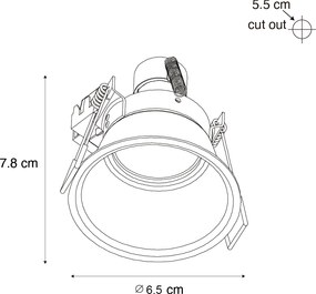 Sada 12 moderných zabudovaných bodových svetiel čiernych GU10 35 mm IP44 - Dept