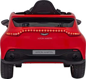 Ramiz Aston Martin DBX na batérie pre deti Červená + diaľkové ovládanie + EVA + pásy + pomalý štart + LED zvuk