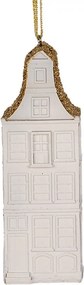 Bielo-zlatá antik závesná dekorácia domček - 4*4*11 cm
