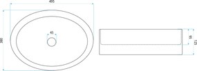 Rea Mirella Transparent, sklenené umývadlo na dosku 495x380x125 mm, číra, REA-U3525