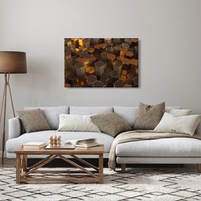 Obraz - Bronzové hexagóny (90x60 cm)