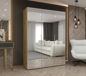 Šatníková skriňa 150 cm Mirabella 3 (dub artisan + kašmír). Akcia -20%. Vlastná spoľahlivá doprava až k Vám domov. 1126458