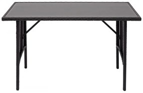 Polyratanový jedálenský stôl HWC-G16, 112x60cm - čierny