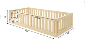 Posteľ BELLA SIMA 190x90 Montessori z masívu – prírodná borovica