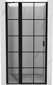 Mexen MIST, 1-krídlové sprchové dvere (1d+1s) 110x200 cm, 6mm číre sklo so vzorom mriežky, ľavý variant, 8A4-110-000-70-77-L