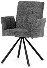Židle jídelní DCH-W1117 GREY2 šedá látka, černý kov, otočný mechanismus 90°/90° (L/P)