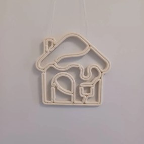 DECOLED Vianočný domček, 30 cm, biely