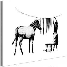 Artgeist Obraz - Banksy: Washing Zebra (1 Part) Wide Veľkosť: 120x80, Verzia: Premium Print