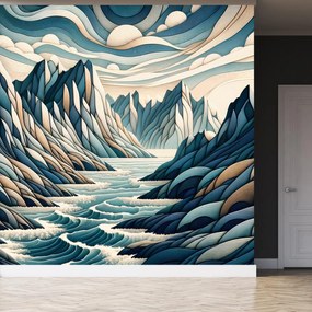 Fototapeta - Divoká rieka medzi horami (147x102 cm)