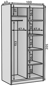 ŠATNÍKOVÁ SKRIŇA S POSÚVNYMI DVERAMI DAINA BIELA 100 cm