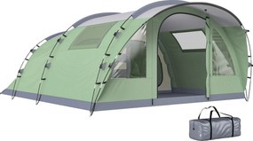 Outsunny tunelový stan pre rodinu 2–4 os. | 196 cm, 2 spálne, 3000 mm nepremokavosť — svetlozelený | Aosom