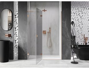 Mexen Lunar L, ľavé otočné sprchové dvere 140 cm, 8mm číre sklo, medený matný profil, 834L-140-000-65-00-L