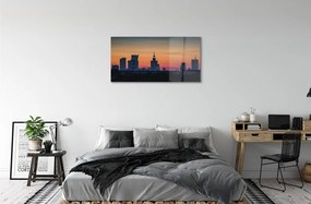 Sklenený obraz Sunset panorama Varšavy 140x70 cm