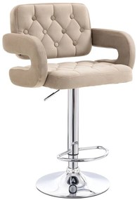 LuxuryForm DESIGN Barová stolička ADRIA VELUR na striebornom tanieri - latte