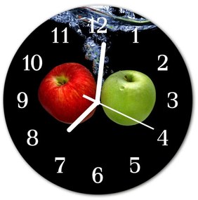 Sklenené hodiny okrúhle Jablká fi 30 cm