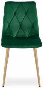 Set dvoch jedálenských stoličiek LIBRA zamatové tmavozelené / drevené nohy (2 ks)