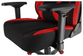 Herná stolička IRON XL — látka, čierna / červená, nosnosť 130 kg