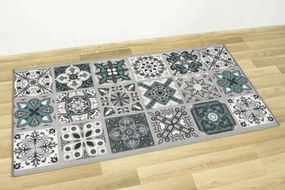 Protišmykový koberec/ behúň Patchwork tyrkysový